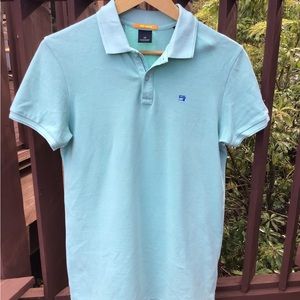 Scotch & Soda Classic Polo Cotton Pique Shirt Turquoise Vacay Everyday